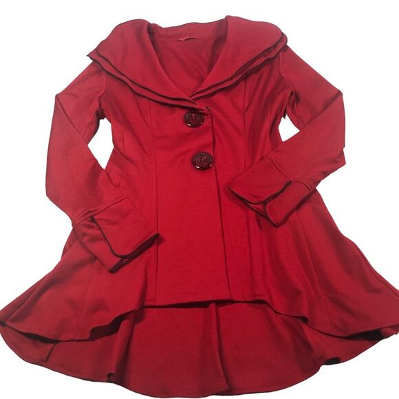 Saint Gil Paris red single breasted coat Medium - Picture 2 of 9